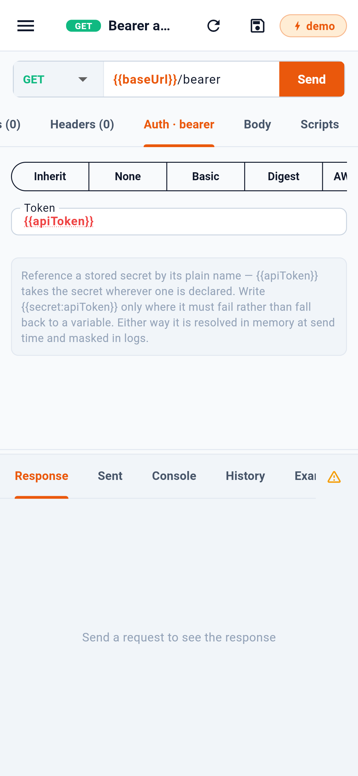 Eight ways to authorize, and one that defers. — 1: Take the collection's auth; 2: The methods — the row scrolls on to Bearer, API key, OAuth 2.0